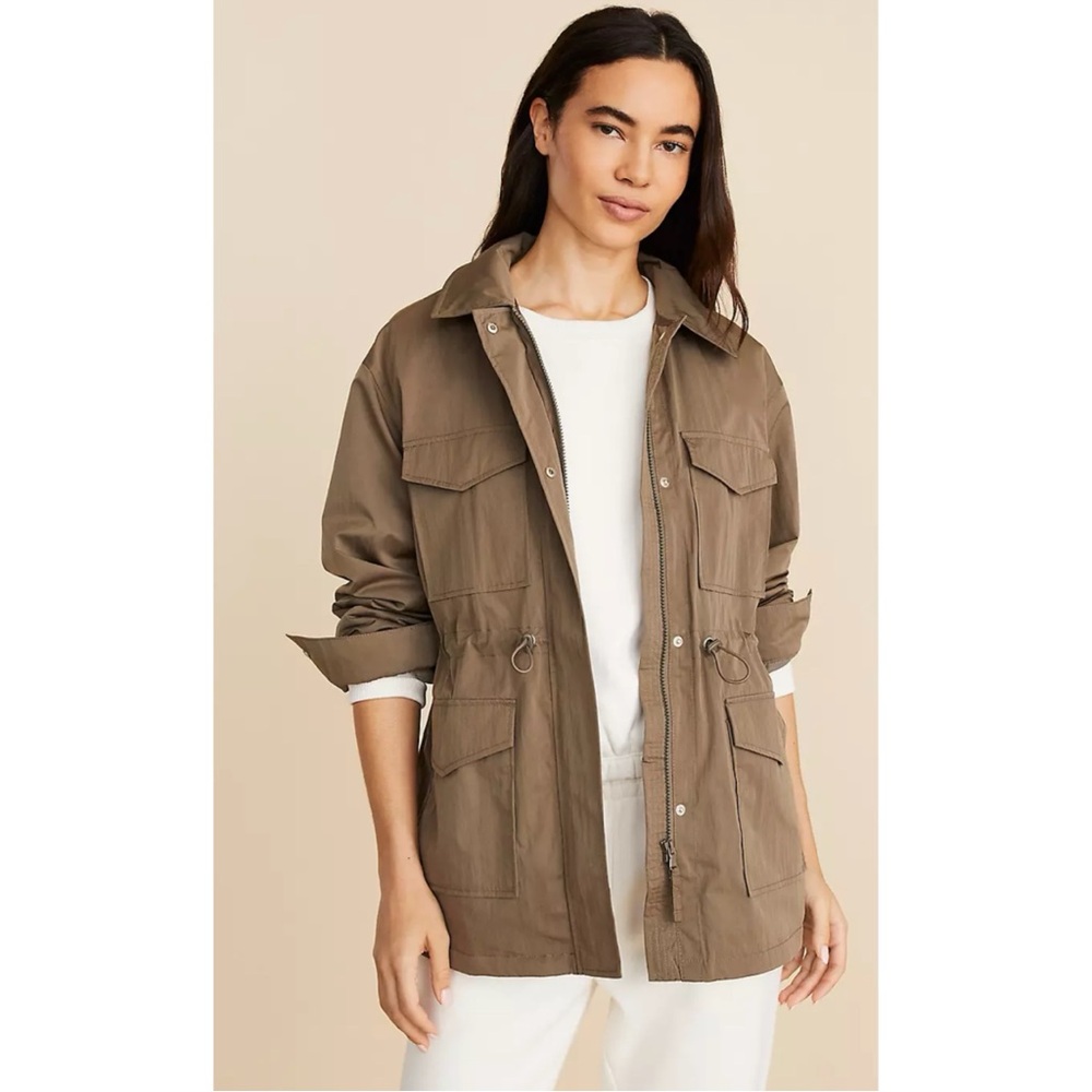 Lou & Grey Olive Green Water Resistant Utility Jacket Womens L